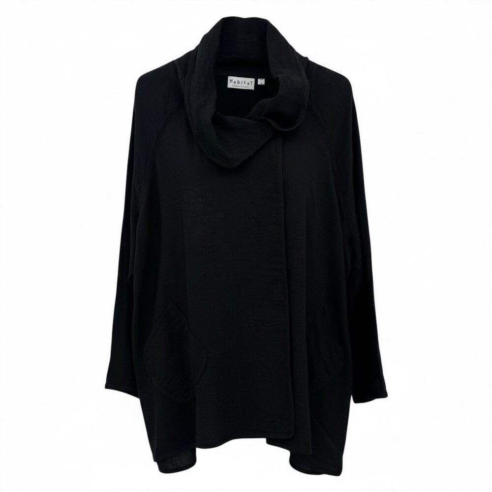 Habitat Clothes to Live In Cowl Neck Black Size Large Boxy Lagenlook